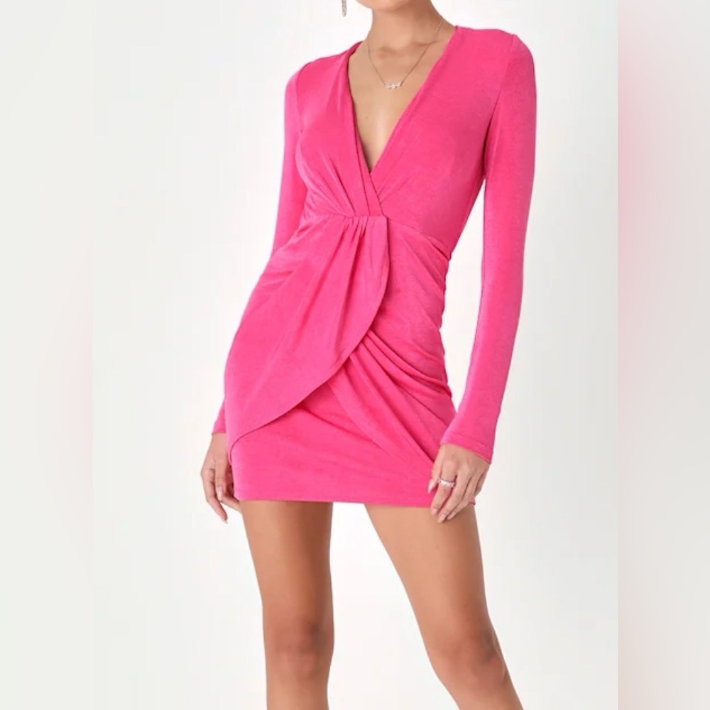 Lulus Sensational sophistication pink twist cut out mini dress, small